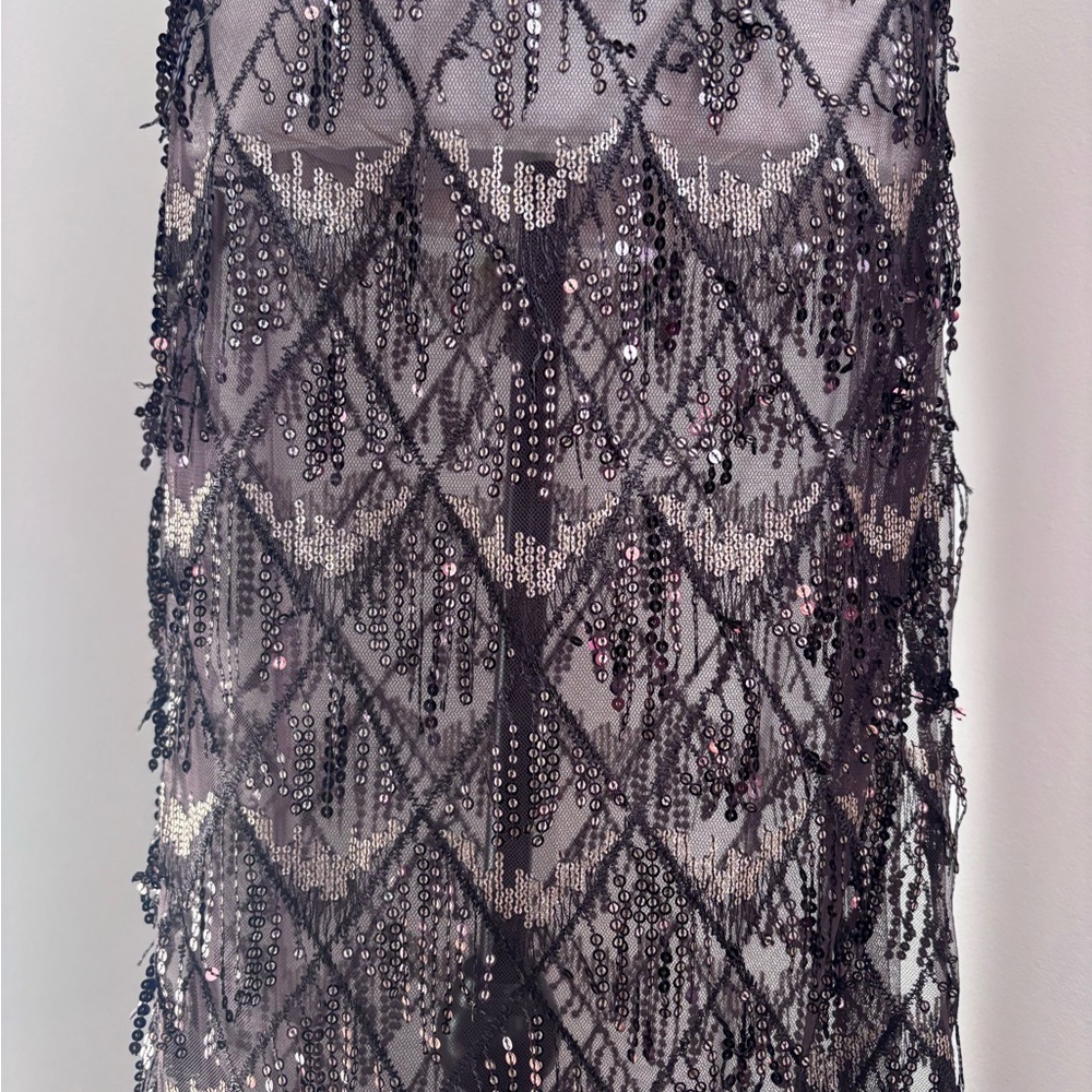 NWT Simons Chocolate Brown Sequin Lace Sequin Sparkly tulle Midi Skirt Size S - Picture 10 of 15